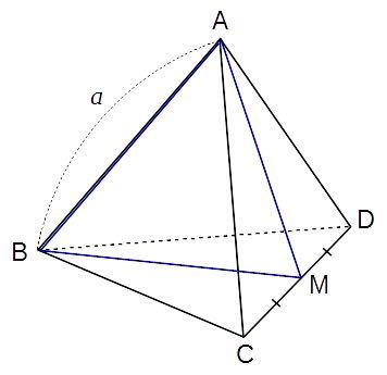 正四面体のAMとABの角度って60°ですか？