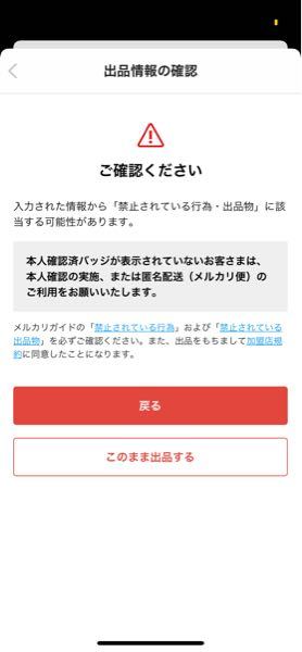 ※Yu出品※ (他の方の購入不可) メルカリに出品しようとしたら、このような表示がでてきて出品が出