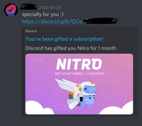 Discordで以前少しだけ喋った外人さんから突然nitroと Yahoo 知恵袋