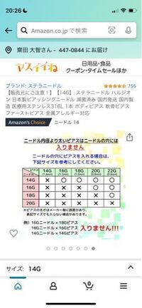 ニードルと同じゲージのピアスは入らないんですか 自分が見 Yahoo 知恵袋