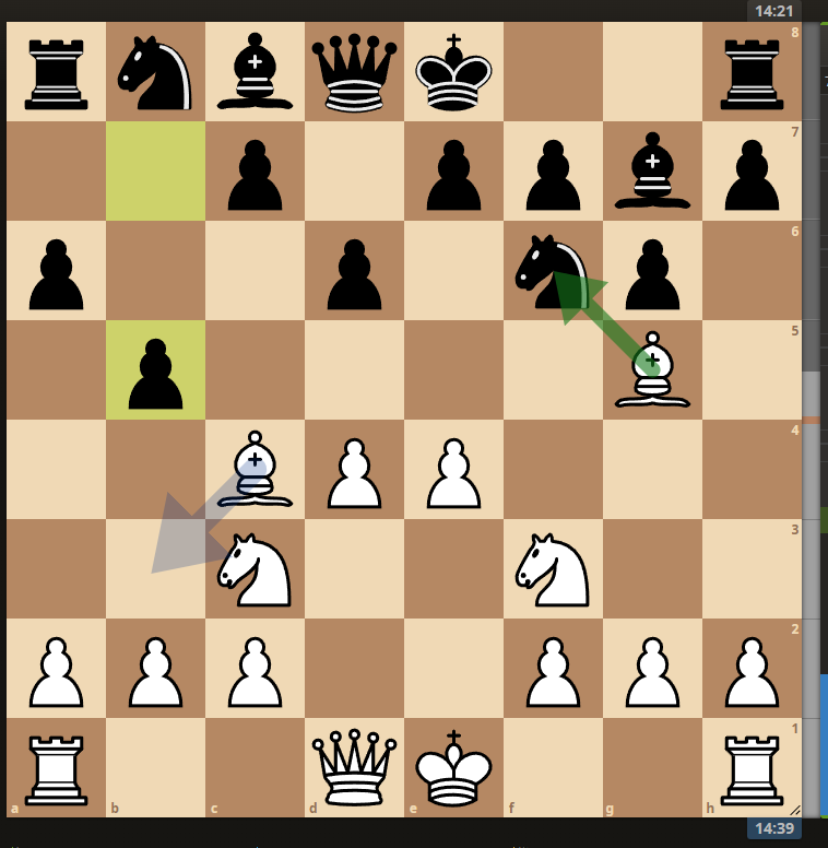 白Bxf6(表記あってる？)が悪手で、（テイクして白Bd5という構想でしたが）、白Bb3が最善手とのことです。 https://lichess.org/lI7CgvZx/white#12 これはどう考えたらよろしいでしょうか？よろしくご教授ください！！ #チェス #チェスjp #chess