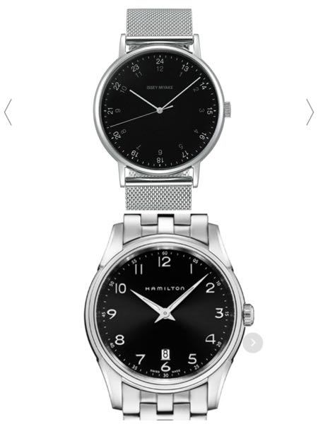 24歳になる彼氏への誕生日プレゼントですが 上のISSEY MIYAKEの時計か、 下のハミルトンの時計どっちがイイと思いますか？また年齢層に合っていますか？よろしくお願いします！
