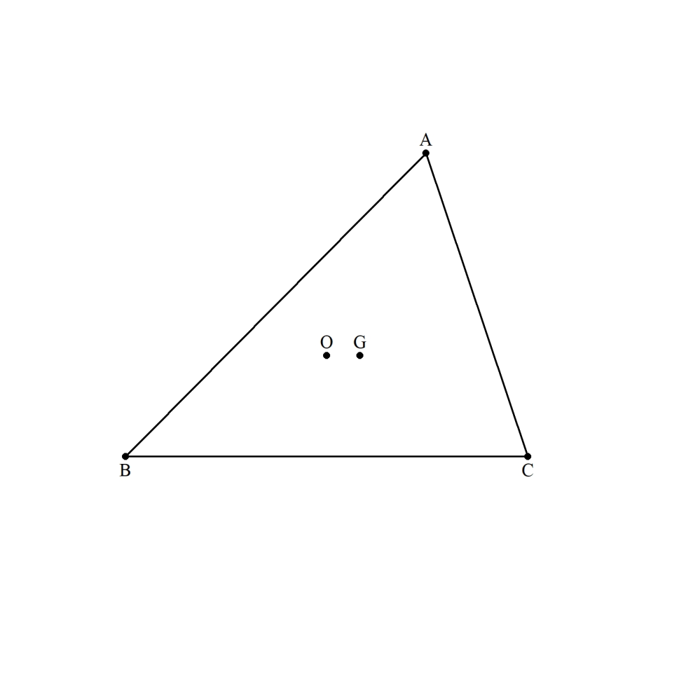 △ABCで、BC=a、CA=b、AB=c、外心をO、重心をGとします。 直線OGが、辺BC（B、Cは定点）に平行なとき、三辺a、b、cの関係を 式で表してください。 （創作問題133）