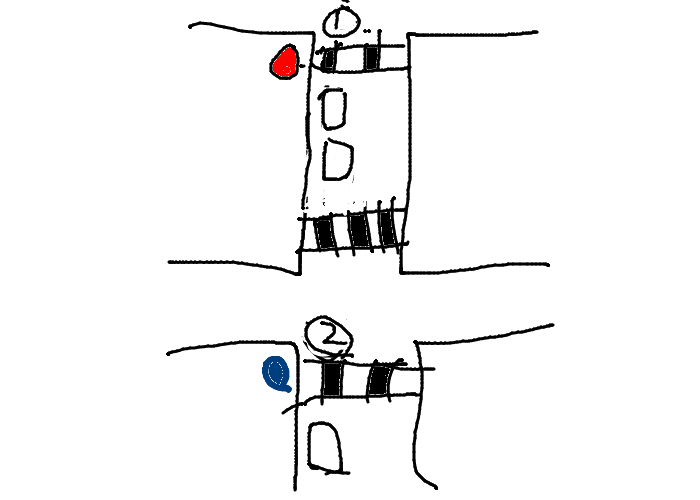 交通ルールについて 私は初心者で、調べても分からなかったので投稿します 画像の①の信号が赤で、②の信号が青でした。私は②の場所に居たんですが、①の場所には車が数台止まっていて、その後ろに並ぼうと思うと横断歩道の上に停止してしまう状況でした。 私はそれは良くないと思って②の信号は青だったのですが、交差点前の横断歩道で止まりました。 すると、後ろから来た車にクラクションを鳴らされ、怖くて交差点を過ぎた横断歩道の上まで進み、停止しました。 後ろの車は一緒についてきて、交差点に車体がはみ出すようなかたちで停止していました。 私が間違っていたのか、後ろの車が間違っていたのか分かりません。 また、もし間違っている側にクラクションを鳴らされたらどう対処すれば良いのか教えてください。