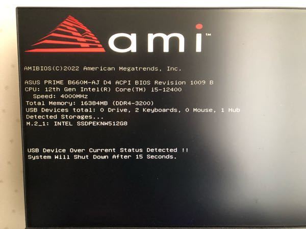 いつも通りpcを起動しようとしたところ、amiの表示が出て、少し