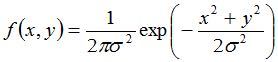 ガウシアンフィルタのカーネル内の係数はどのうように求められるのでしょうか？ 下のガウス関数の式を用いて計算しているのでしょうが、どう計算しているのか、カーネル内の係数にどのようにして辿り着いてい...