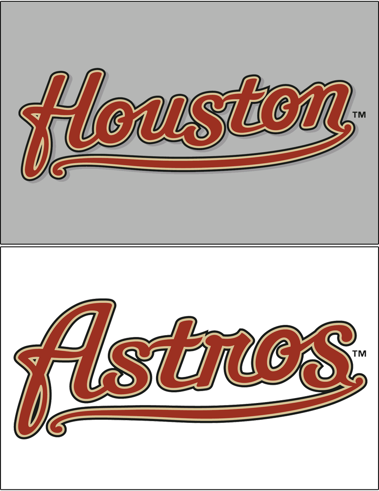 以下の貼付画像の「Houston」「Astros」と同じデザインで「Las Vegas」「Harpers」というロゴを作成する方法を教えて下さい。 . 当方、完成図が頭の中で描けていない状態... 