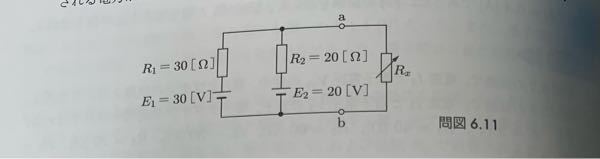 Rxを0(短絡)〜∞(開放)まで変化された場合、Rxで消費される電力が最大となるときのRxの値とそのときの電力を求めてください