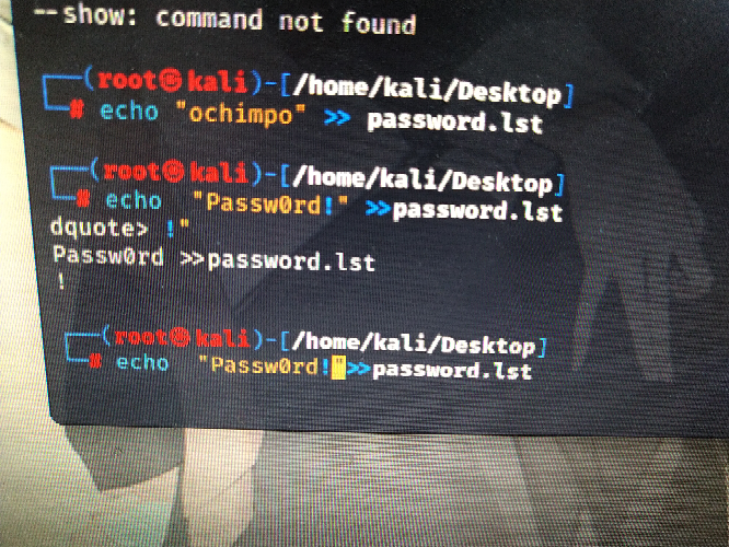 Linuxでechoを使う時、''!''を入れると、後ろのダブルクォーテーションが認識されてないみたいなのですが、それても「Passw0rd!」と入れるにはどうしたらいいですか？