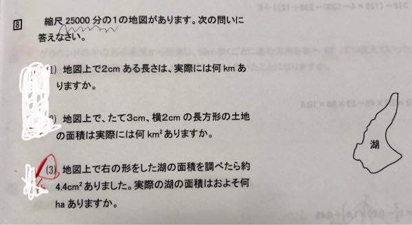 中学受験の問題で縮尺教えてください 1 2はできます3が Yahoo 知恵袋