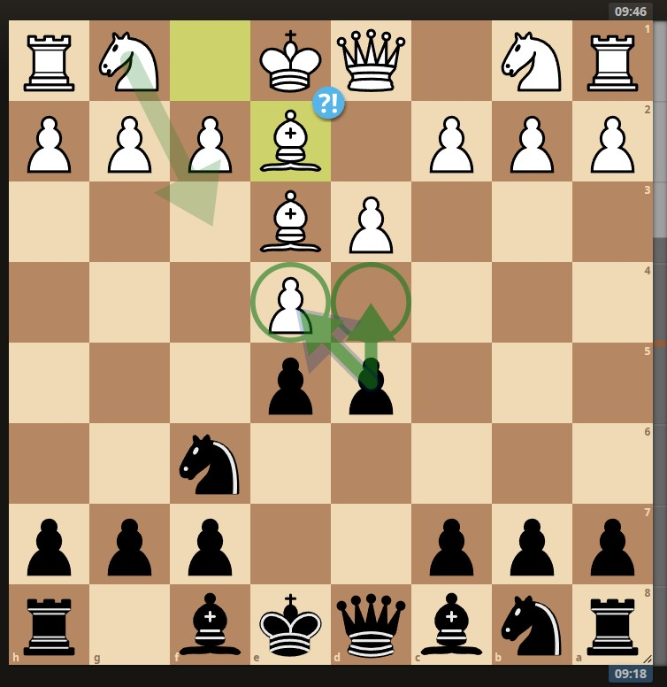 黒番、テンポが取れそうな黒d4か変化が良さそうな黒xde4か迷いましたが、黒d4は悪手で、黒xde4が最善手とのことです。 これはどう考えたらよろしいでしょうか？ よろしくご教示ください。 ht...