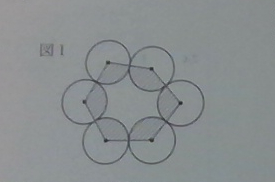 平面図形の問題の解説をしていただきたいです。 ［問］ 図１は、辺の長さが全て等しい六角形の各頂点を中心として、六角形の辺の長さの半分を半径とする円をかいたものです。斜線を引いたおうぎ形の面積をA...
