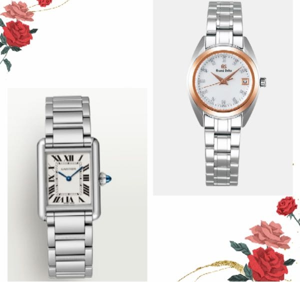 腕時計を迷ってます。グランドセイコーとCartierどちらにするか考え中ですがそれぞれの印象を教えてください。 値段はgs42万(26㎜) Cartier43万(29×22㎜)なので変わりません。 大学2年(19)の者です。