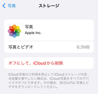 オフにしてicloudから削除を押すとどうなりますか？容量を減らすことは出来ますか？ 