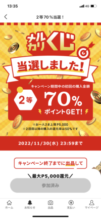 メルカリで購入したら、''メルカリくじ2等''??というものに当選した通