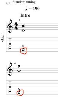 エレキギターのtab譜の読み方について質問です赤丸で囲ってる の記号は Yahoo 知恵袋