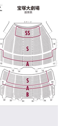 宝塚大劇場の座席について。1階S席10列というのは、SS席含め