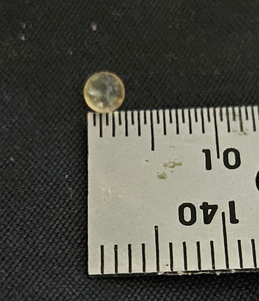 部屋を掃除すると謎の粒が落ちていました。
サイズは2.5ミリほどの球体。
透明でプラスチックのような硬さです。 ぬいぐるみやクッションなどの中身かなと思いましたが、そのようなものは部屋にありません。

これはなんでしょうか？