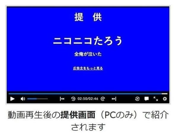 ニコニコ広告をされると最後に画像のような提供画面が出るかと