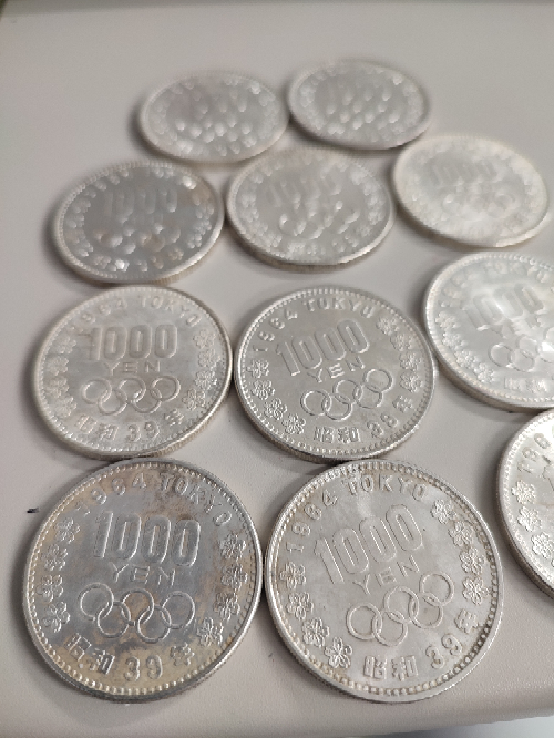 銀貨　東京オリンピック1.000円銀貨　silver925　汚れ少なく綺麗 4枚 銀貨 東京オリンピック1.000円銀貨silver925地金型銀貨綺麗美品