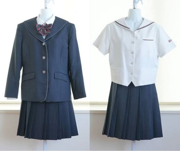 第1志望校の高校の制服がこれです。公立高校です。 実際はスカートが膝丈で、もう少し色が濃いです。パッと見ブレザーなのに、後ろにセーラー服の襟が付いてます。少し謎です…… 正直、ダサいですか？ご意見欲しいです。