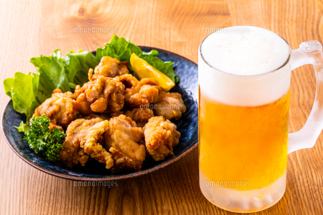 おはようございます 鶏の唐揚げと生ビール これは最高ですか？？