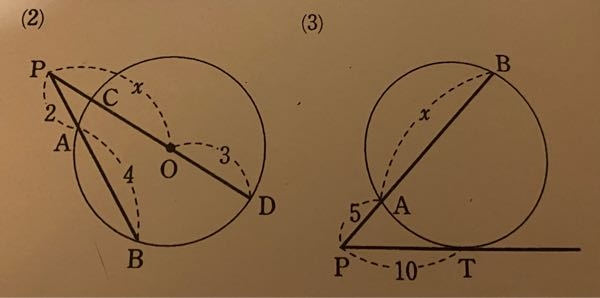 この問題のxの解を解説して頂きたいです。 方べきの定理