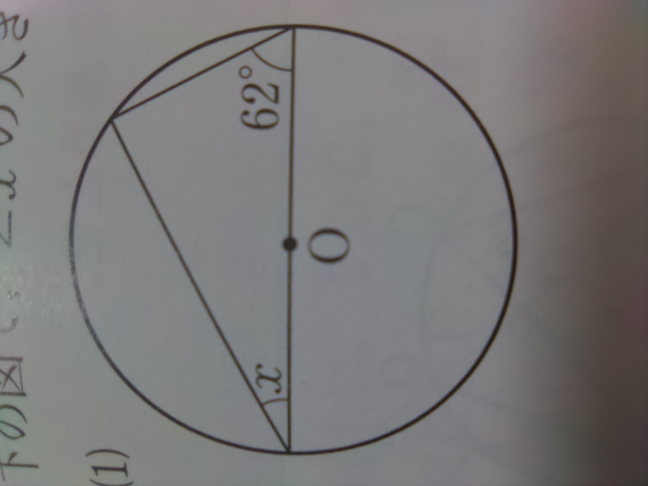 この問題を教えてください! xの角を求めるやつです!
