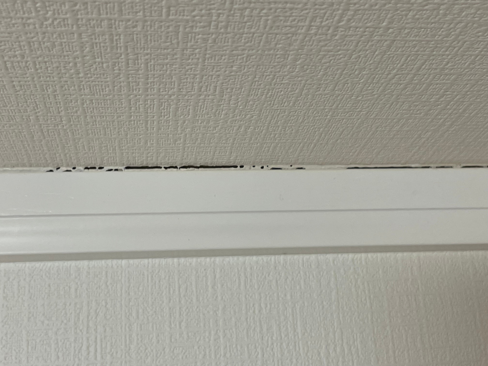 部屋の天井と壁の接続部の接着剤みたいなのが所々取れています。とくに問題はありませんが見栄えが悪いので対処法があれば教えて頂きたいです。