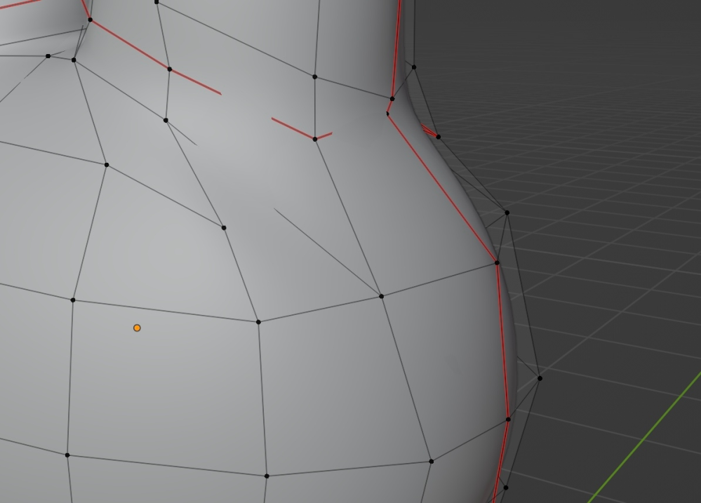 blender初心者です。このようになっている頂点を面に沿わせるにはどうしたらいいのでしょうか