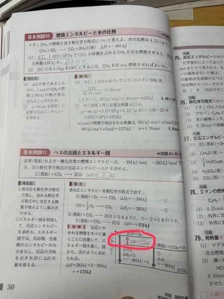 どうしてここの部分のエンタルピー変化の矢印は上を向くのですか？？上の答えを用いた結果論じゃ無くて原理を教えてほしいです。どうぞよろしくお願いします。