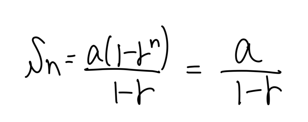 無限等比級数です。右の公式に変形できる手順を教えてください。