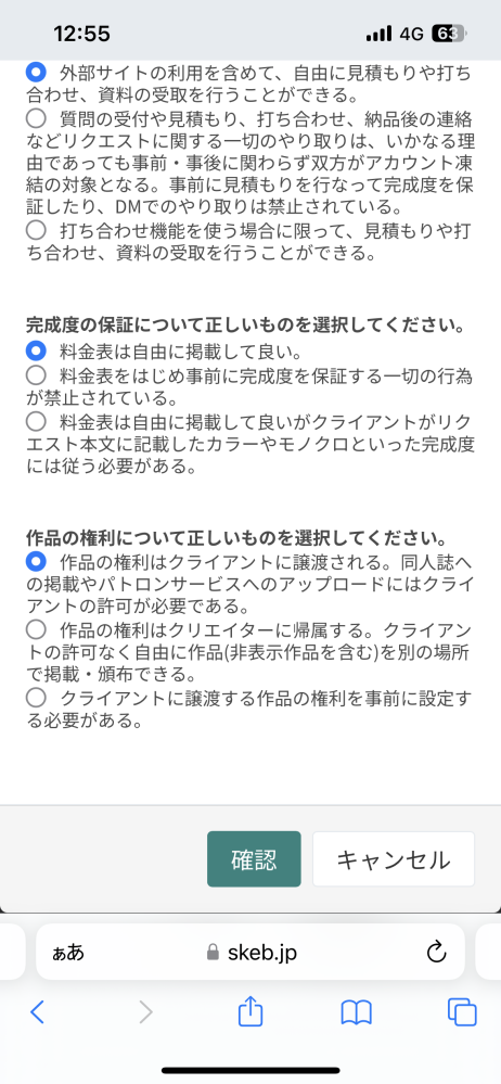 Skebにクリエイター登録をしようと思っています。重要事項の最終確認に