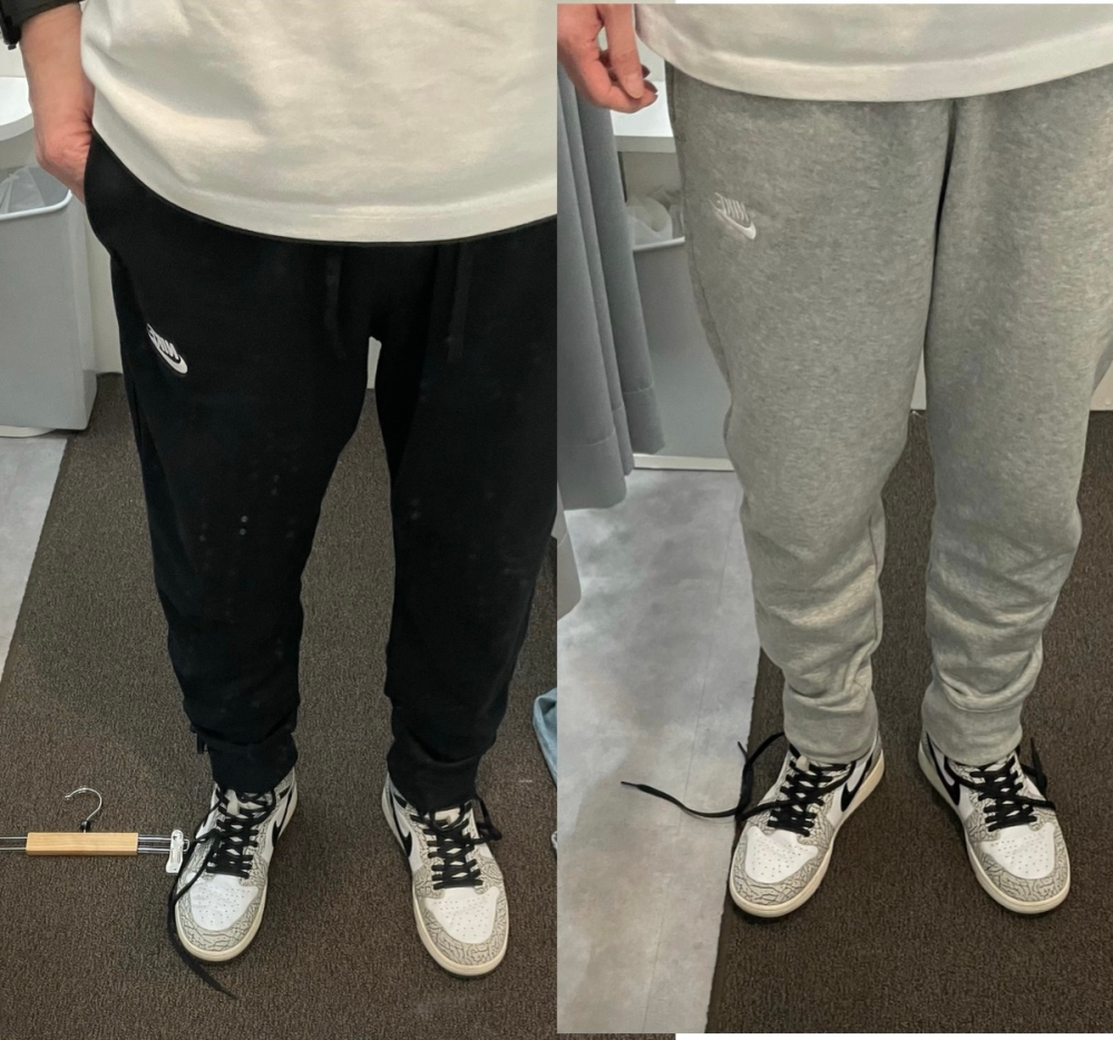 NIKEのスゥエットパンツ黒かグレーどっちがいいと思いますか？ジムとか 
