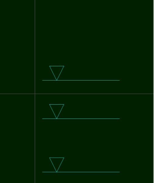 jwcad初心者です 画像の様な線に逆三角形がくっついてるものは どのように出すのでしょうか？ 実線と多角形ではうまくいかなかったので 何か特別な方法があれば教えて欲しいです よろしくお願いします