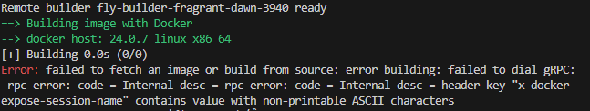 discordbot制作初心者です。 質問失礼します。 fly.ioというサイトでpythonで書いたbotのホスティングをしようとデプロイのコマンドを何度も実行してるのですが、画像のエラーが毎度出てどうにもなりません。 使用してるDockerfileは以下です # Use the official Python image FROM python:3.11 # Set the working directory in the container WORKDIR /app # Copy the requirements file into the container COPY requirements.txt /app/ # Install the required Python packages RUN pip install -r requirements.txt # Copy the bot code into the container COPY . /app/ # Run he bot CMD ["python", "main.py"]