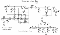 画像を載せ忘れたので再掲します。
ギターのエフェクターの回路図についてのしつもんです。 私はVemuramのJan Rayを自作しようと思っているのですが回路図に書いてある「VR」が何かわかりません。わかるか方がいましたら教えて頂けると幸いです。
