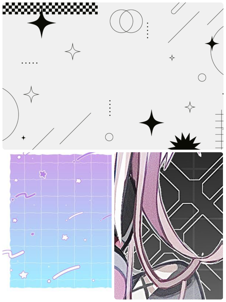 このような〜や︎ ✧、背景の斜線？などの素材はどこから皆持っていているのでしょうか。