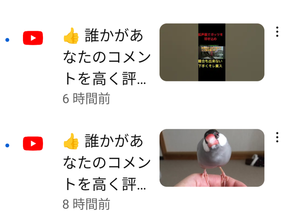YouTubeの仕様について質問！「誰かがあなたのコメントを高く評価しま