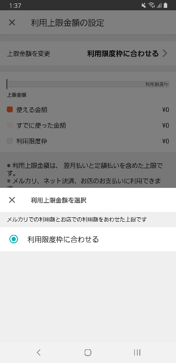 メルカリの後払い限度額が0円になってそれ以降3ヶ月間0円のままなの