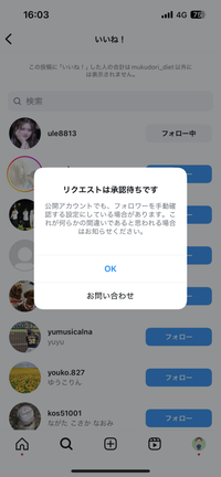 Instagramでフォローをしようとするとかの表示が出てしまい、フォローできません。
鍵垢の人へはフォロリクが送れるのですが…。

解決方法があれば教えてください。 Instagramのバージョンは最新で、
一度ログインもし直しました。