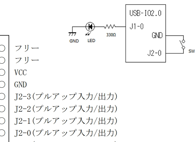 電子工作・基板・プルアップ 添付のＪ2端子・・・ 左の図ではプルアップ入出力と書いてますが、 右の図ではスイッチが直結されています。 どのように理解すればいいでしょうか。 単純にスイッチを繋げばいいのでしょうか・・・・