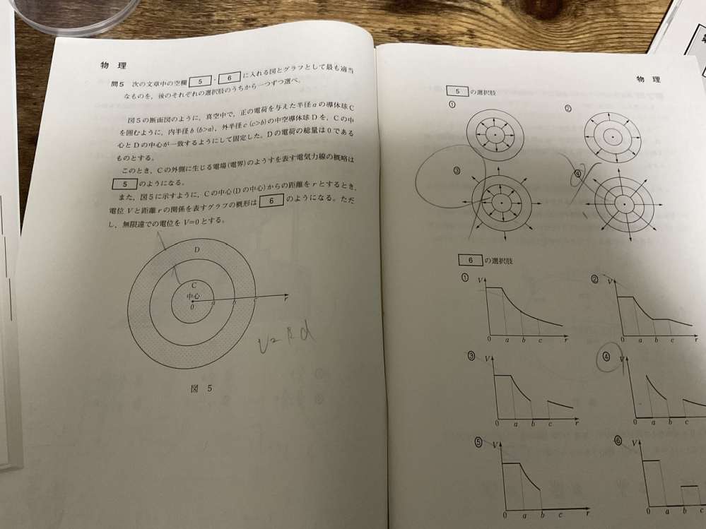 至急お願いします 高校物理で中空導体でもなぜ写真のように普通の導体と同じように等電位となるのでしょうか？ もうひとつ 導体に電気力線が通るとなぜ必ず等電位となりまた、導体内の電荷が0となるのでしょうか？ 特に導体内の電荷が0ということがよく分かりません(内の陽子と電子が打ち消して0なのか全ての陽子と電子が表面に出ているのか) よろしくお願いします