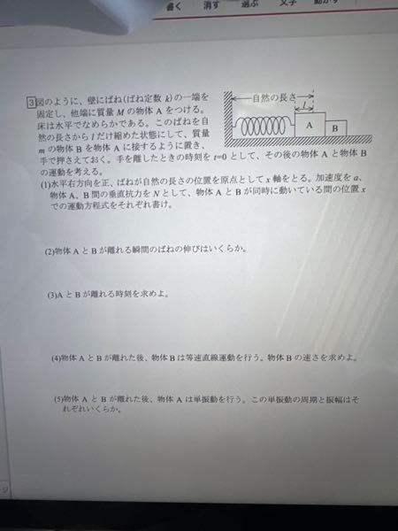 至急 物理の単振動の問題を解いて欲しいです 回答がなくて困っていますよろしくお願いします