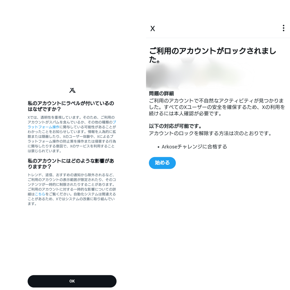 至急教えてください！！Xが謎のサーチバンされてから、数日でこの