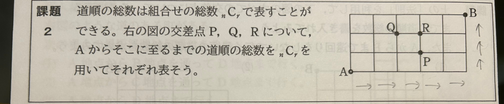 数Aについて質問です。 道順の総数でnCrを使って解きたいです。 どなたかわかりませんか！？