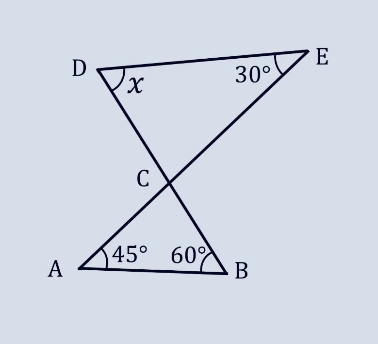 こうゆう形の問題で 180−（60+45）=75 180−（30+75）=75以外で簡単な解き方があったはずなんです。どなたか覚えてる方いませんか？