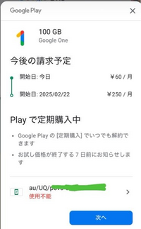 Googleフォトの容量がないので2ヶ月60円のお試しをやろうと思うんですけど携帯代は親が払ってくれているのでバレたくないです。これってクレジットや pay payでも購入できますか？ またこの2ヶ月の容量はお試しが終わったら減るとかではないですよね？60円で容量を買う感じじゃないんですか？？