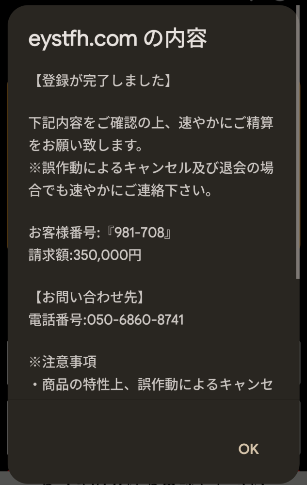 間違えて押してしたったらこんなのがでてきました。 これって電話したほうがいいですか。