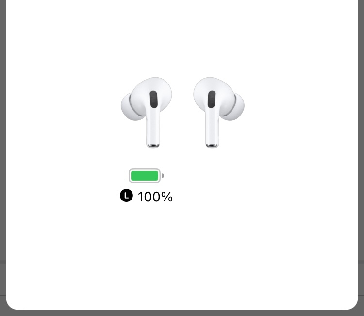 AirPodsが片方だけ聞こえません。充電は100%溜まっているのですが、下の画像のように繋がっていない？ように見えます、、 調べて出てきた対処法はすべてやってみましたが、それでもなおりません。 どうしたらなおりますか？